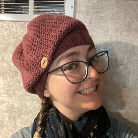 Hand Knit Slouchy Cotton Hat - Picture 3 of 5